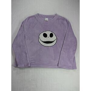 Disney Jack Skellington Sz 2X Fuzzy Purple Ultra Soft Plush Long Sleeve Pullover